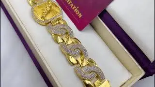 1 GRAM GOLD JAGUAR DIAMOND BRACELET FOR MEN DESIGN A-245