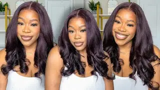 😍 GORGEOUS DARK PLUM BODY WAVE GLUELESS 5X5 CLOSURE UNDETECTABLE HD LACE LONG WIG | LUVMEHAIR