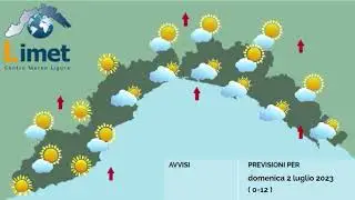 Previsioni Meteo Limet per Domenica 2 Luglio 2023 in Liguria