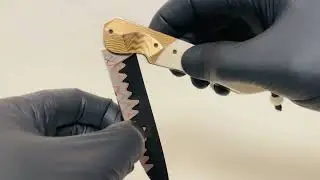 Couteau &laquo;&nbsp;Balrog L&nbsp;&raquo; Ivoire de mammouth et Damas San-Ma&iuml; par Florian Keller