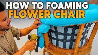 Foaming to chair step two for upholstery to flower design chair #foam #chair 