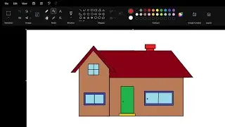 how to drawing house in computer & laptop 🫡 //ms Paint(Paint) app // #printing 