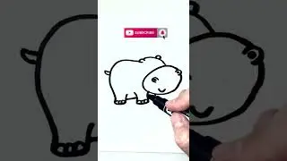 Easy drawing | A Cute Hippo | Tutorial #shorts