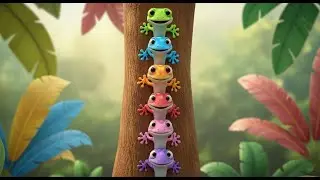 Cinco Pequenas Lagartixas se Agarram | Rimas Infantis e Canções para Bebês