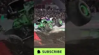 Grave Digger big jump and save! #shorts