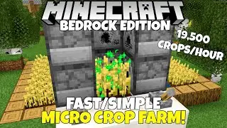 Minecraft Bedrock: FAST Micro Crop Farm! Tutorial! 19,500 Crops/Hour! MCPE Xbox Ps4 PC