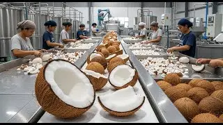 Inside a Modern Coconut Factory | From Hard Shell to Creamy Coconut Milk (Full Process)