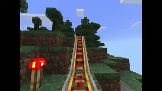 A taiga mega-cave roller coaster I made in Minecraft
