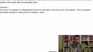 Calculus - 4.6 Notes Example 1: Related Rates - Volume and Radius of a Sphere