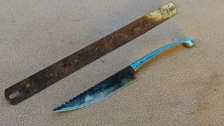 Incredible Process of making Knife from Rusty Saw Blade with Surprising Bike CLUTCH Handle