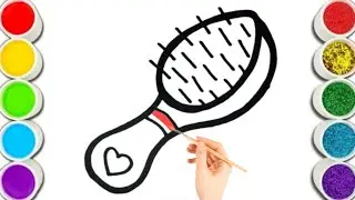 How to draw Comb brush drawing, Painting and Coloring for kids and toodlers