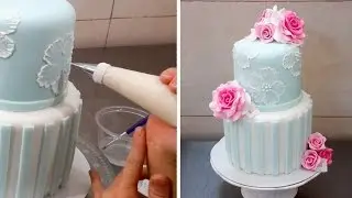 Brush Embroidery Cake with Royal Icing | Beautiful & Easy Wedding Cake