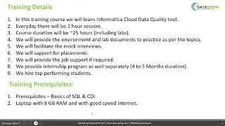 Informatica Cloud Data Quality ( IDMC CDQ ) Training Demo Class