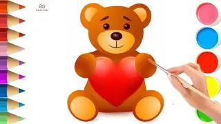 Teddy bear holding heart drawing | Valentine's Day drawing |  Step By Step Drawing Tutorial for Kids