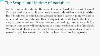 Variables - Java  (Declaring, Dynamic Initialization, The Scope and Lifetime of Variables)