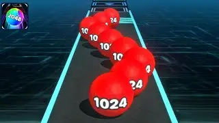 Crazy Ball Run 2048 - Night Mode Ball Merge ! All Levels Gameplay (107-126) android, ios