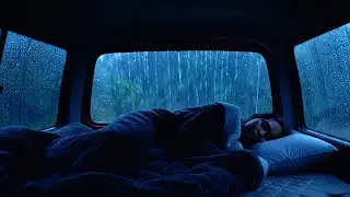 Forget Worries & Fall Asleep Instantly with Cozy Sound of Heavy Rain in a Zinc Camping Van at Night