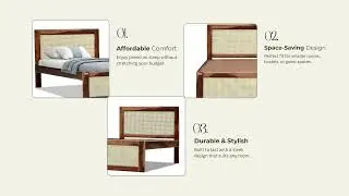 Rattan Solid Sheesham Wood Cane Single Bed | Online Furniture Store | Rajwada Furnish