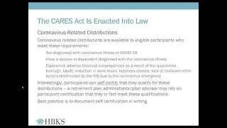 CARES Act Retirement Plan Provisions and Relief