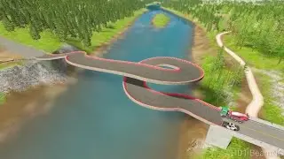 BeamNG.Drive - Impossible Concrete Bridge Loop Car Stunt