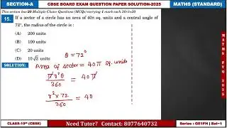 If a sector of a circle has an area of 40 sq. units and a central angle of  72 , the radius of the c
