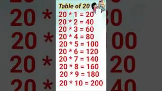 Learn Multiplication - Table Of 20 #table #shorts #tableof20 #education
