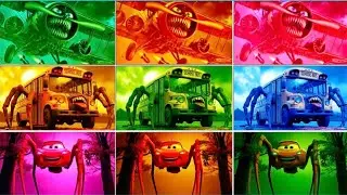 Monster Airplane VS Monster McQueen Spider VS School Bus Monster