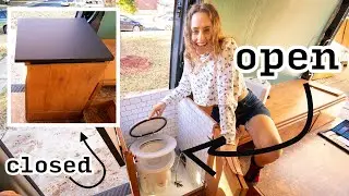 Convertible Compost Toilet/Kitchen Counter in a Van!! | DIY Camper Van Conversion