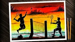 Easy sports day drawing with oil pastel colour. National sports day chart poster drawing.
