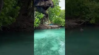 Crystal clear turquoise water 🌊 heaven! Vanuatu's 🌴Blue Lagoon up close! #shortsfeed #travel #viral