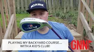 Playing backyard golf with a kids club