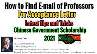 Study in China |How To Find Professor For Acceptance Letter | Professor Email | CSC Scholarship 2021