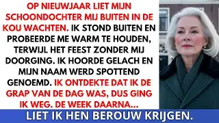 Op Nieuwjaar liet mijn schoondochter mij buiten in de kou wachten — ik hoorde gelach van binnen