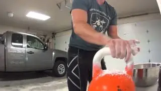How to chalk a kettlebell handle.