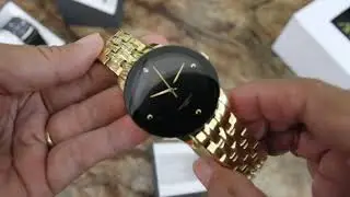 Armtron v&agrave;ng gold mặt tr&ograve;n đen
