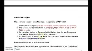 Command Object in ADO NET