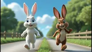Rabbit and Bunny Race to the Park 💕🐱#animation #funny