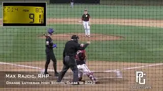 Max Rajcic Prospect Video, RHP, Orange Lutheran High School Class of 2020 full outing vs La Mirada