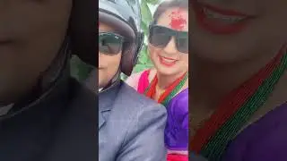 Couple on Scooter Enjoying Nepali Tradition#Culture #CoupleRide #TraditionalFashion