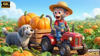 Monkey WCG Drives Tractor with Giant Pumpkins 🎃🚜 | Funny Farm Harvest Adventure