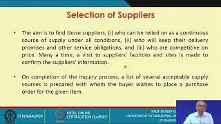 Lecture 45 : Basics of Purchasing Management (Contd.)