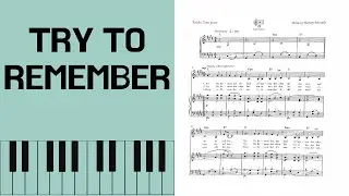 Harvey Schmidt, Try To Remember, Piano Accompaniment [with score]