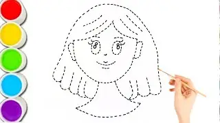 Easy drawing for kids, How to draw a cute girl face for kids and toddlers 