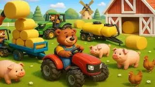 Farm Work: Transporting Rice to Chickens and Feeding Pigs with Bran - Tractor, Excavator