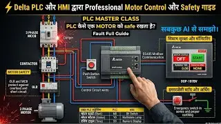PLC DOL Ladder Logic with HMI Programming | RS485 Modbus Communication Full Wiring Explained