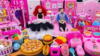 11 Minutes Satisfying with Unboxing Pink Barbie Princess Bedroom Dream, Cute Mini Furniture Toy ASMR