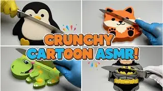 Satisfying ASMR Kinetic Sand Cutting: Cute Cartoon Characters Destroyed! 🤩 (Ultimate Relaxation)