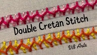 Double Cretan Stitch | Checkered Cretan Stitch | Hand embroidery Stitches | vb Arts