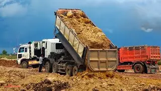 Truck Dumper Long Dozer Dirt FUll Unlonging Spread And Pushing