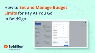 How to Set and Manage Budget Limits for Pay As You Go in BoldSign